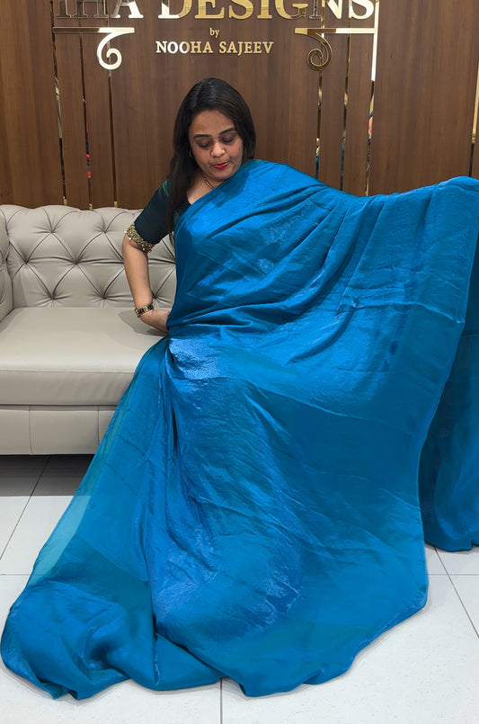 VELVET ORGANZA SAREES- IHA 23411