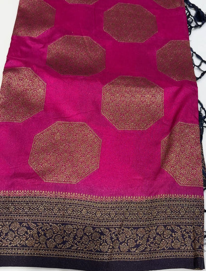 SEMI BANARASI SILK SAREES - IHA 17570