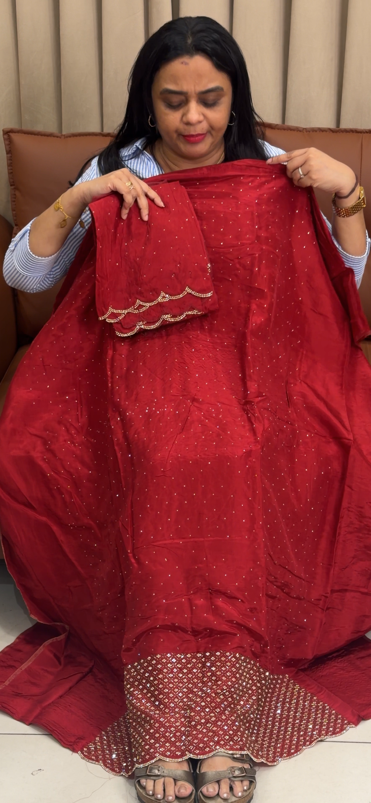 HANDWORKED UNSTITCHED SALWAR SUITS - IHA 35928