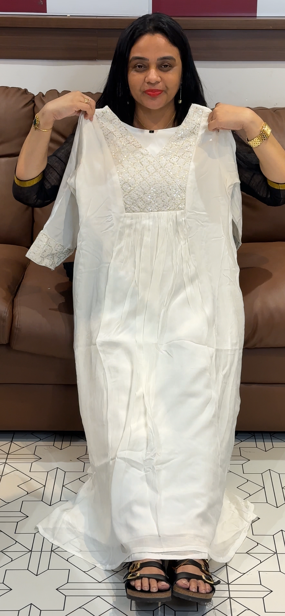 PLATINUM CHIFFON ALINE TOPS - IHA 35535