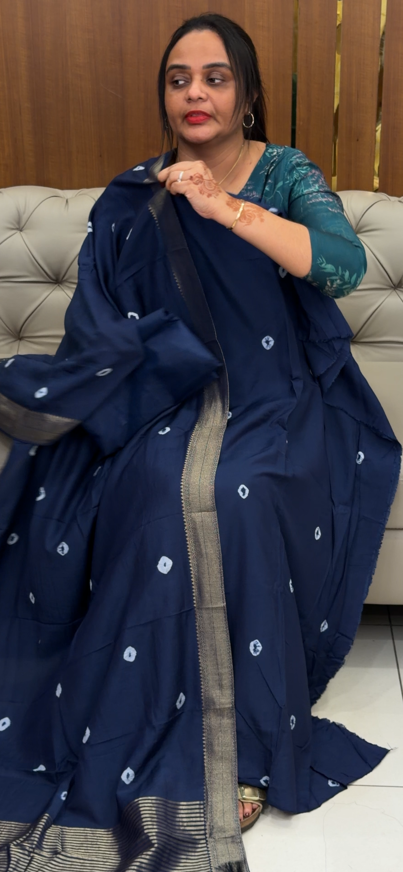 MUL CHANDERI UNSTITCHED SALWAR SUITS - IHA 31401