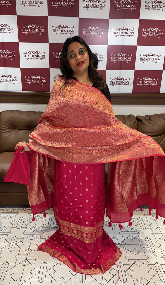 SILK BANARASI UNSTITCHED SALWAR SUITS - IHA 24742