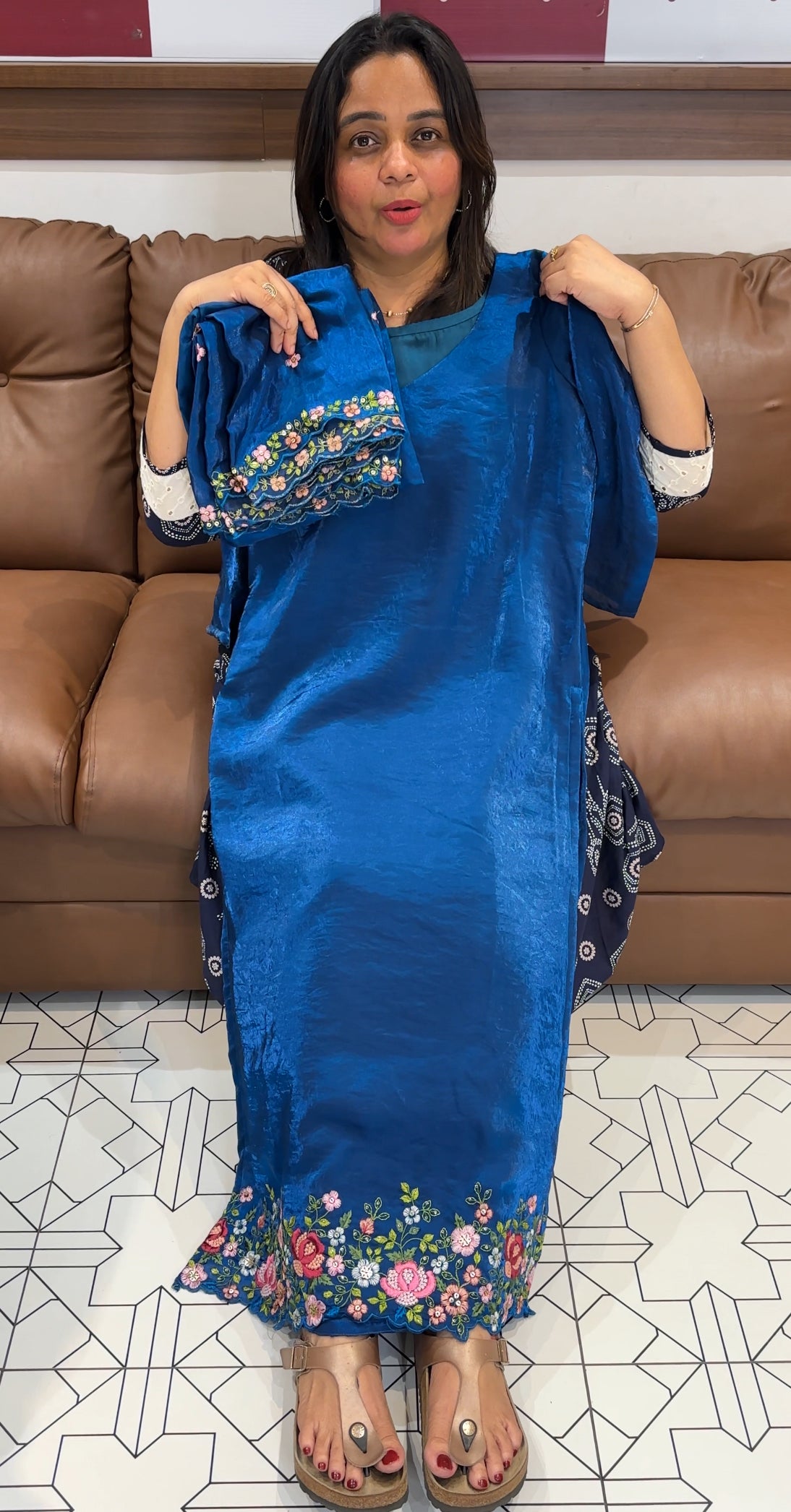 VELVET ORGANZA TOP, BOTTOM AND DUPATTA - IHA 27247