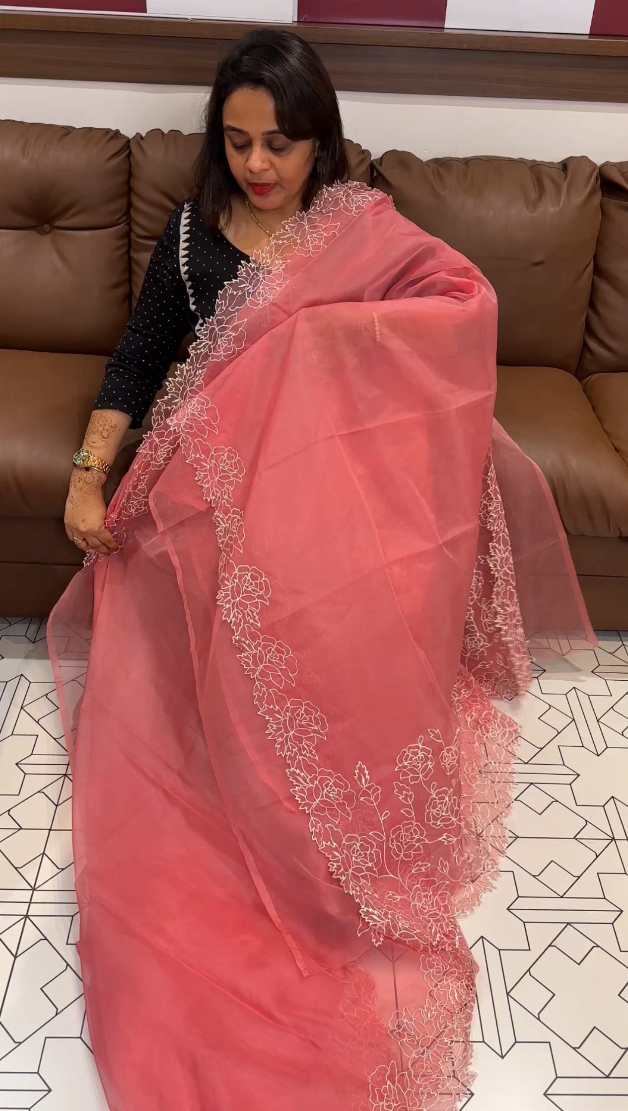 NYLON ORGANZA SAREES - IHA 23806