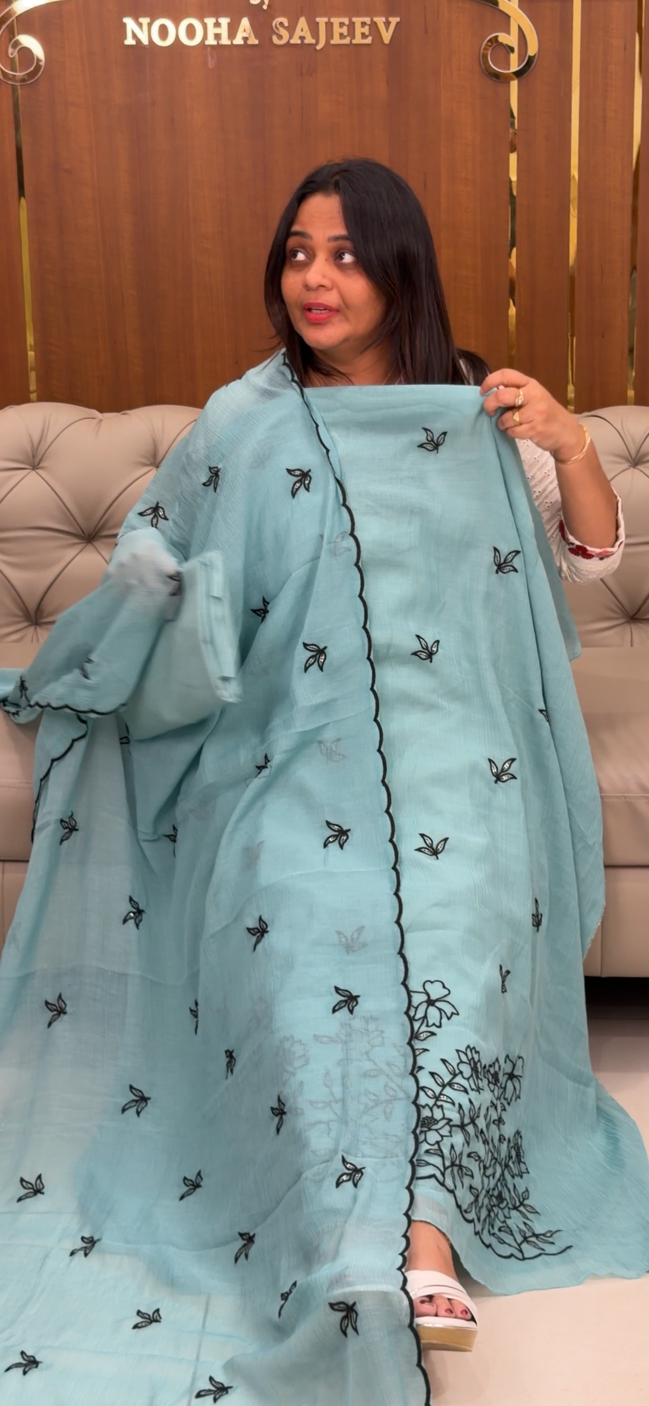 CRUSHED MUL CHANDERI UNSTITCHED SALWAR SUITS - IHA 29341