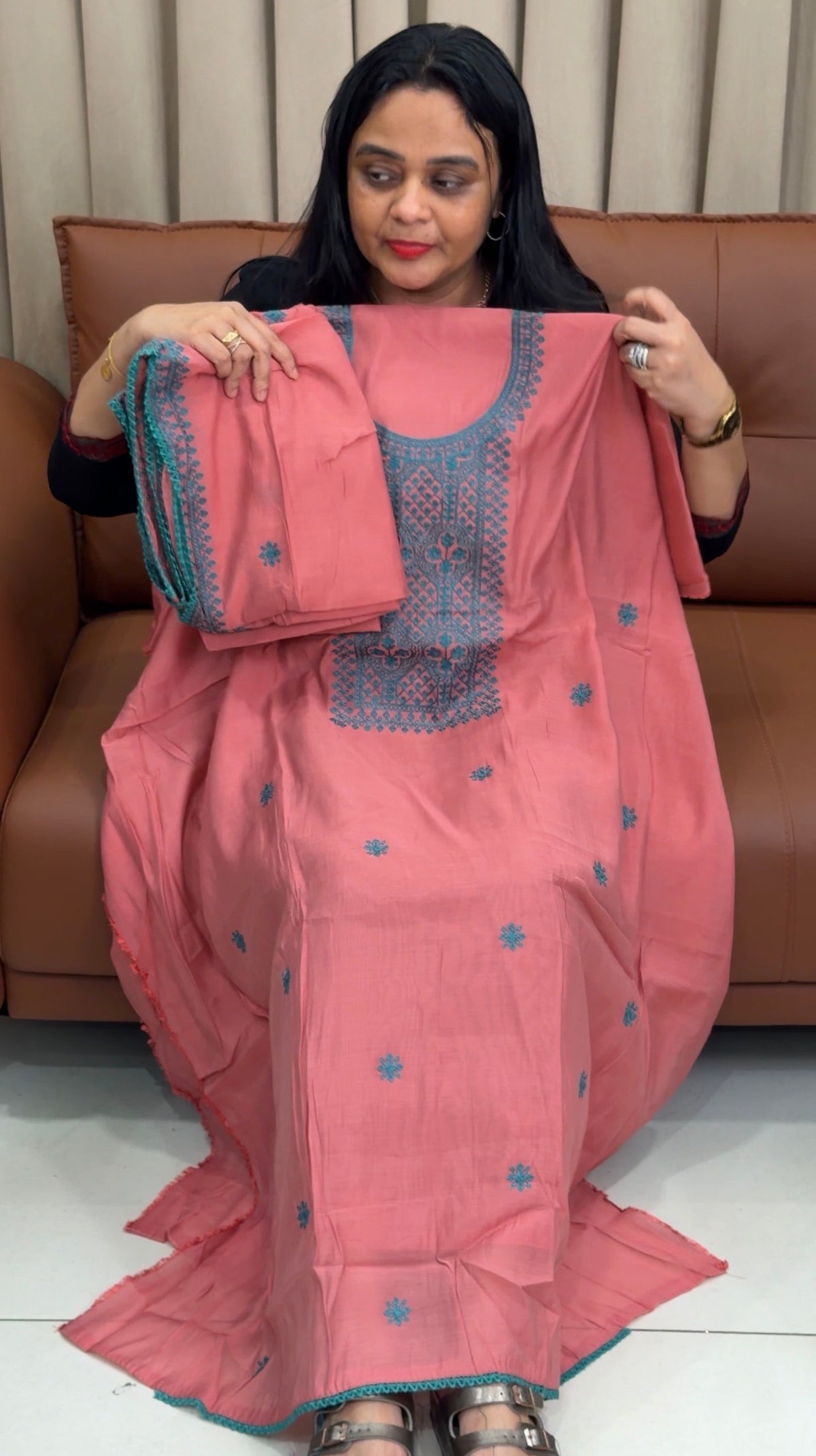 MUL CHANDERI UNSTITCHED SALWAR SUITS - IHA 35827