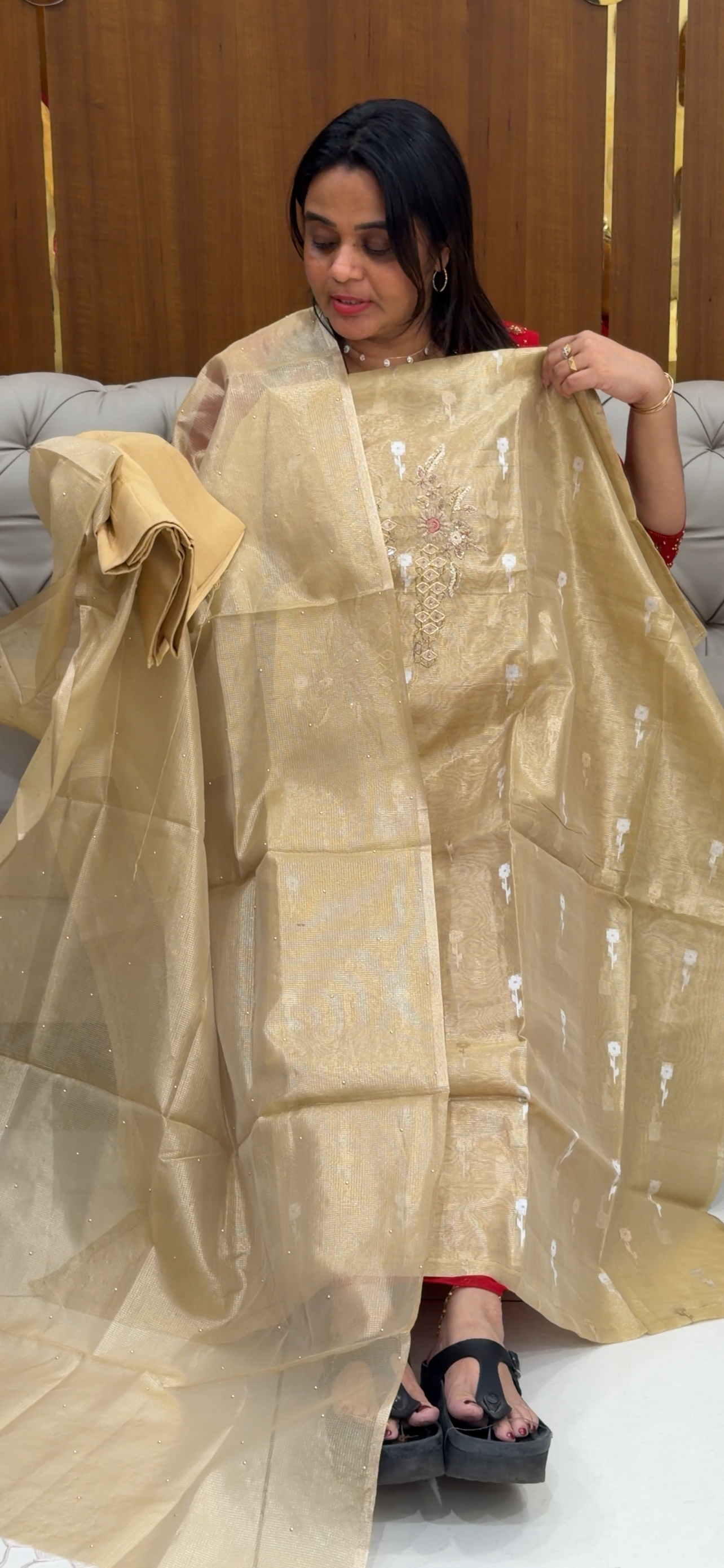 TISSUE UNSTITCHED SALWAR SUITS - IHA 28750