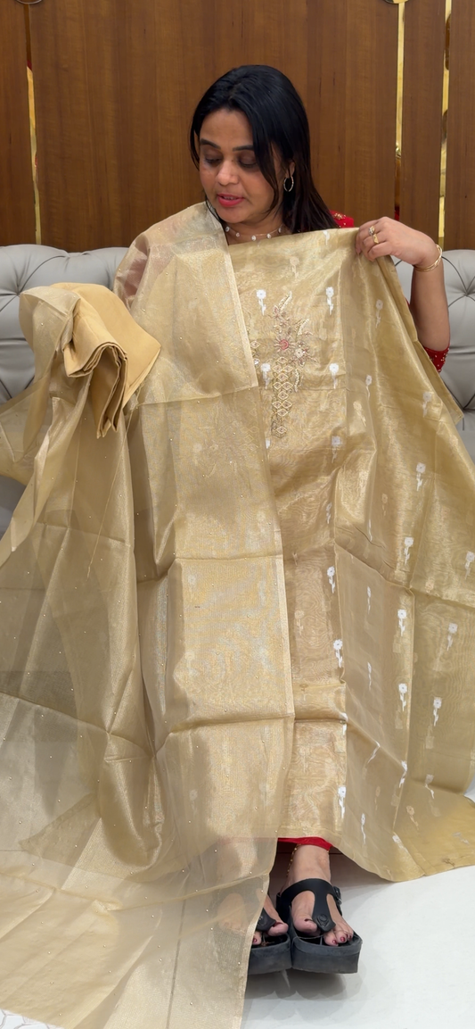 TISSUE UNSTITCHED SALWAR SUITS - IHA 28750