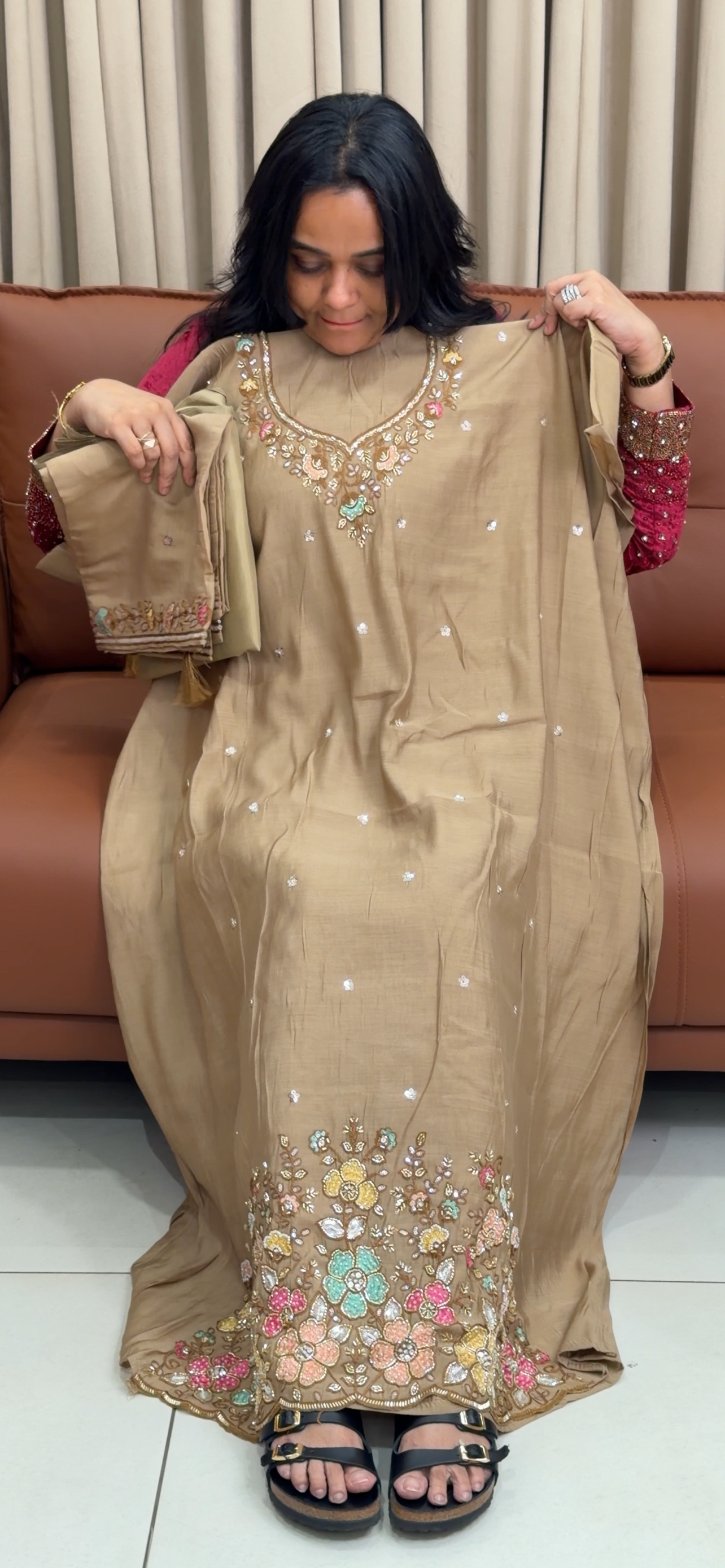 MALAI CHANDERI UNSTITCHED SALWAR SUITS - IHA 35054