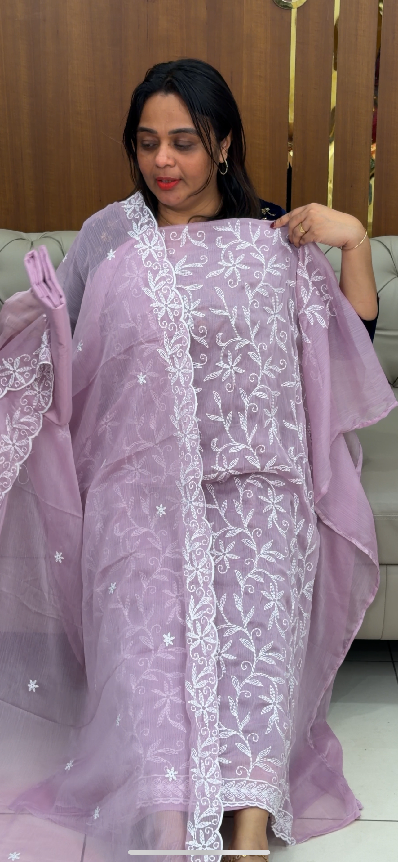 LUCKNOWI CHIKANKARI UNSTITCHED SALWAR SUITS - IHA 29840