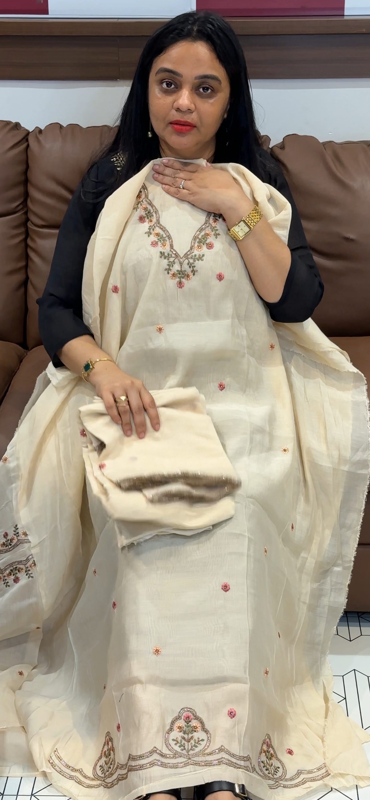 MALAI CHANDERI UNSTITCHED SALWR SUITS - IHA 35578