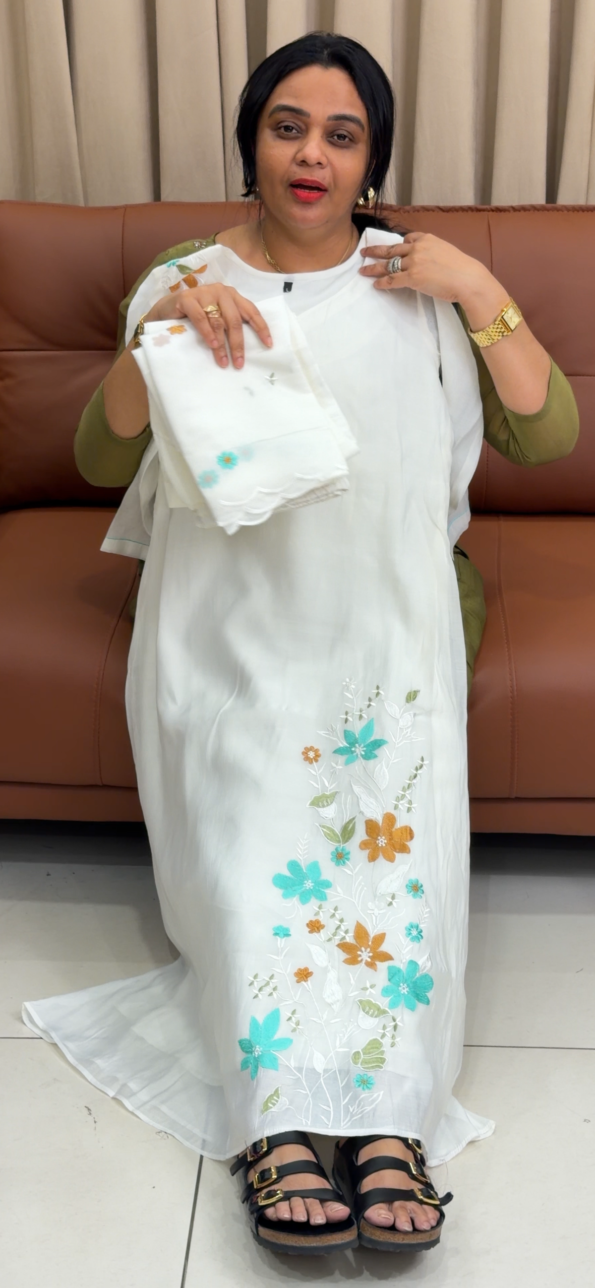 MUL CHANDERI TOP, BOTTOM AND DUPATTA - IHA 35375