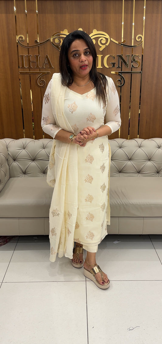 MALAI CHANDERI UNSTITCHED SALWAR SUITS - IHA 25776
