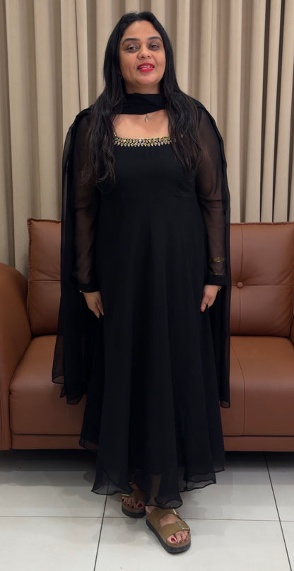 IHA'S IN-HOUSE GEORGETTE ANARKALI TOP AND DUPATTA - IHA 33739