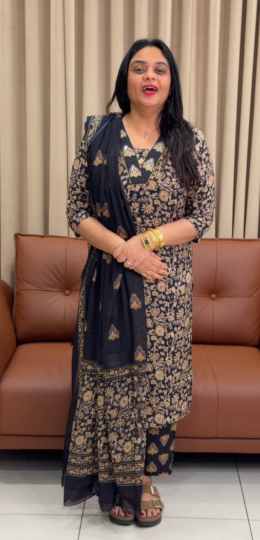 IHA'S IN-HOUSE PRINTED COTTON TOP,BOTTOM AND DUPATTA - IHA 33744
