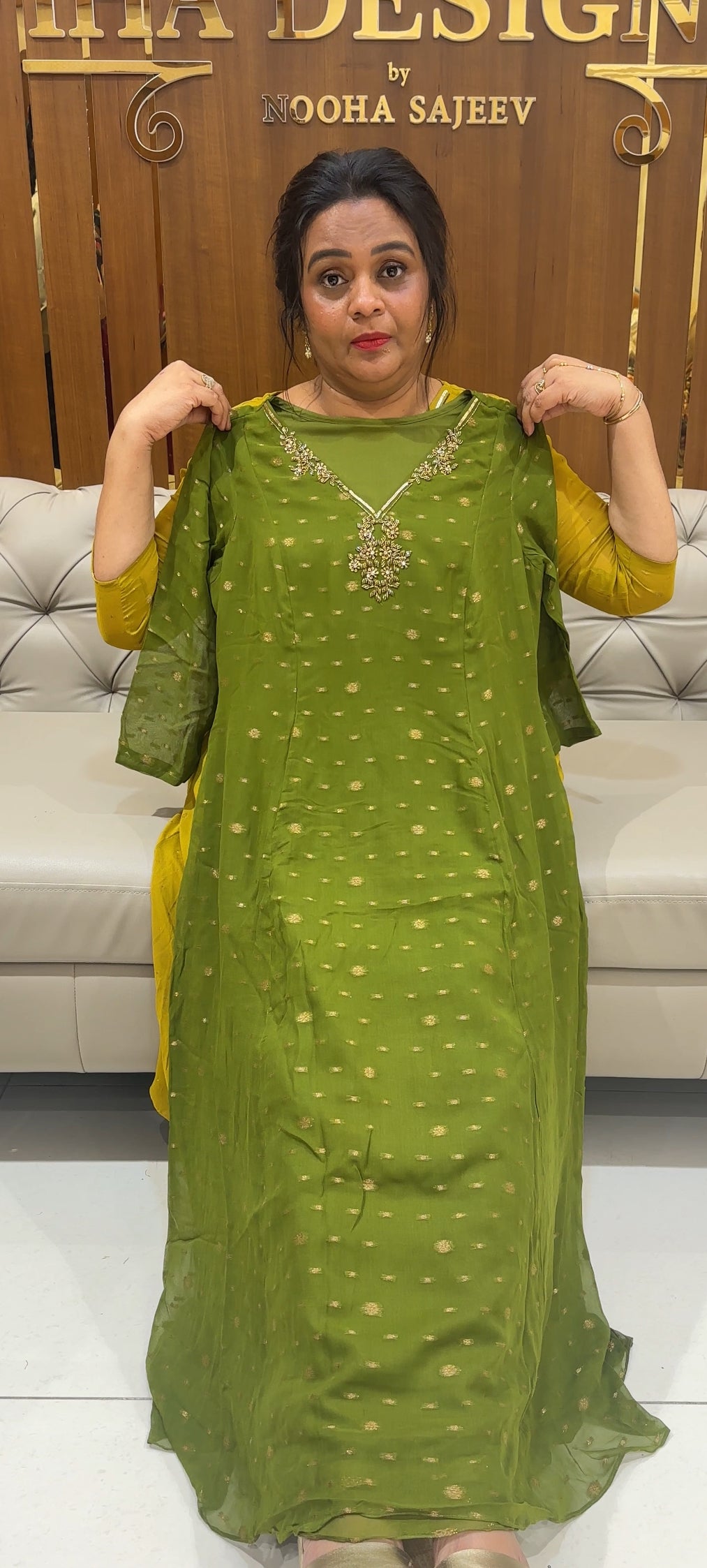 IHA'S IN-HOUSE GEORGETTE BANARASI ALINE TOPS - IHA 24974