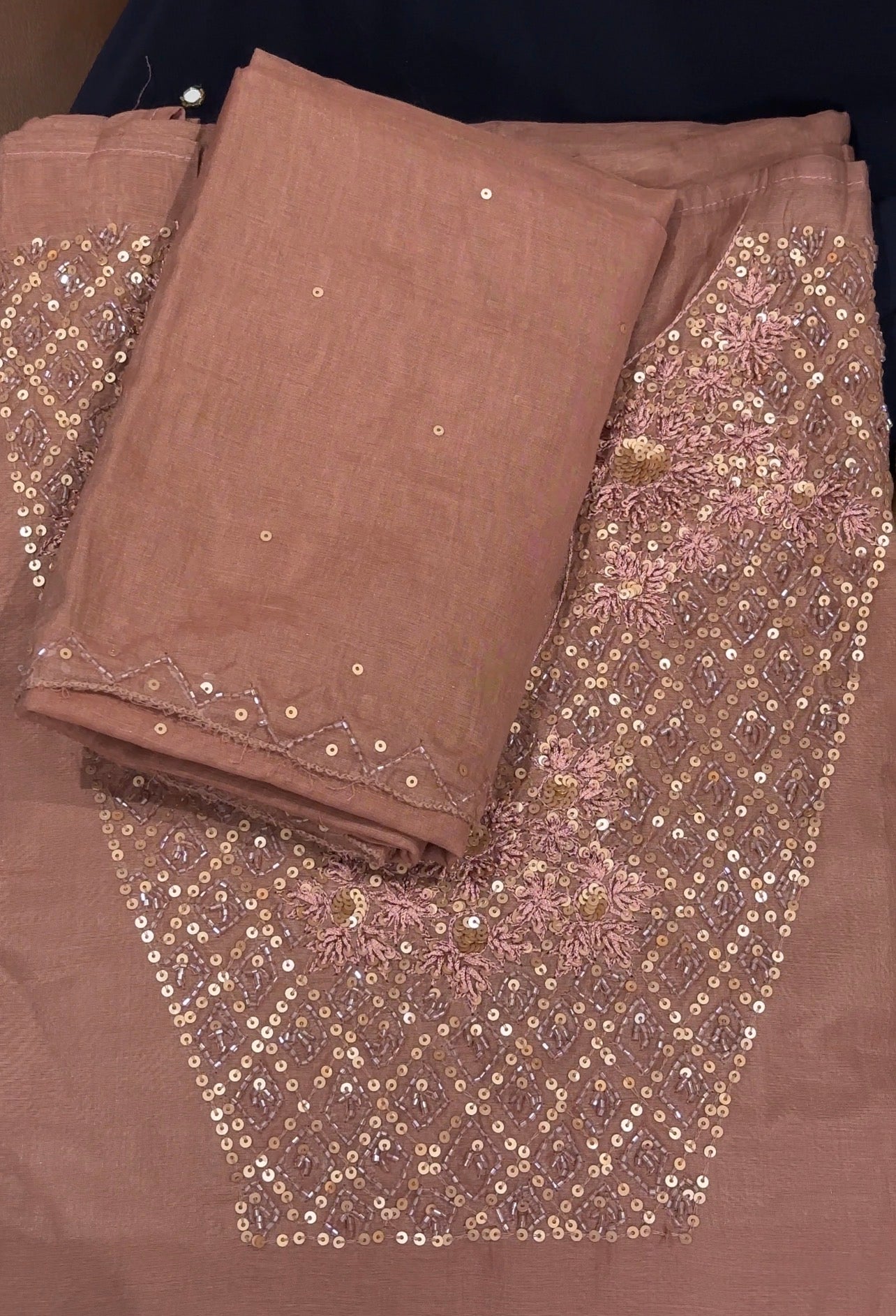 HAND WORKED CHANDERI  UNSTITCHED SALWAR SUITS - IHA 31199