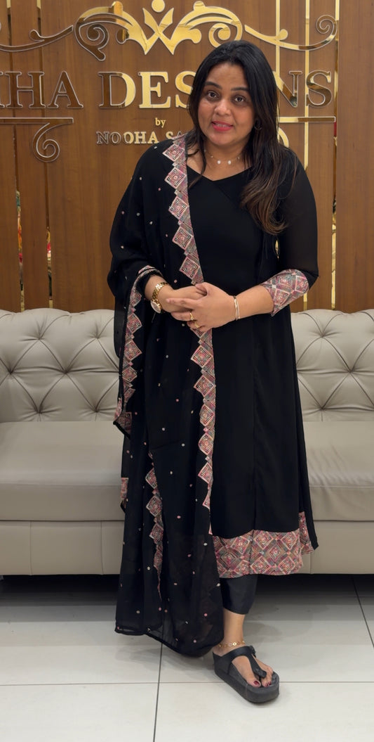 FAUX GEORGETTE TOP,BOTTOM AND DUPATTA - IHA 29161