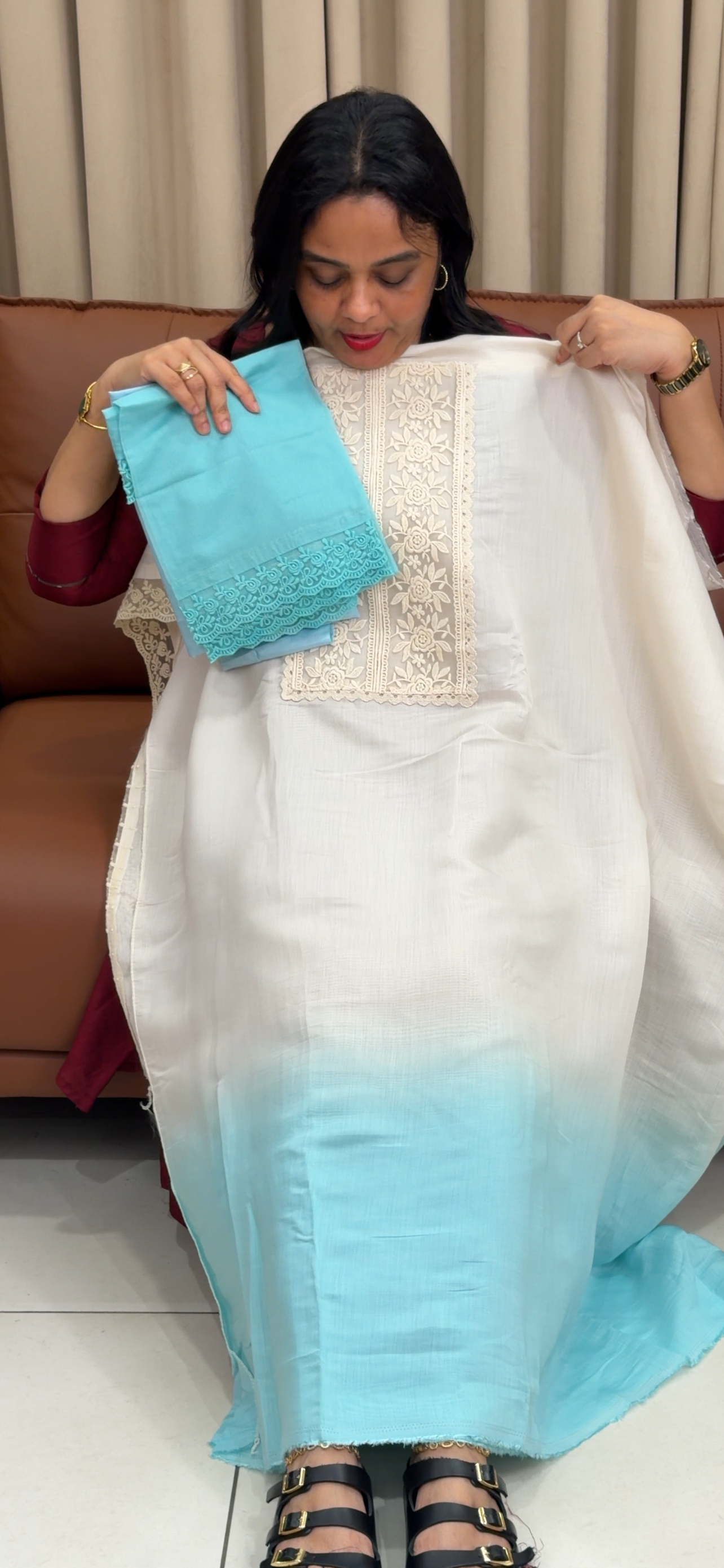 MALAI CHANDERI UNSTITCHED SALWAR SUITS - IHA 34243