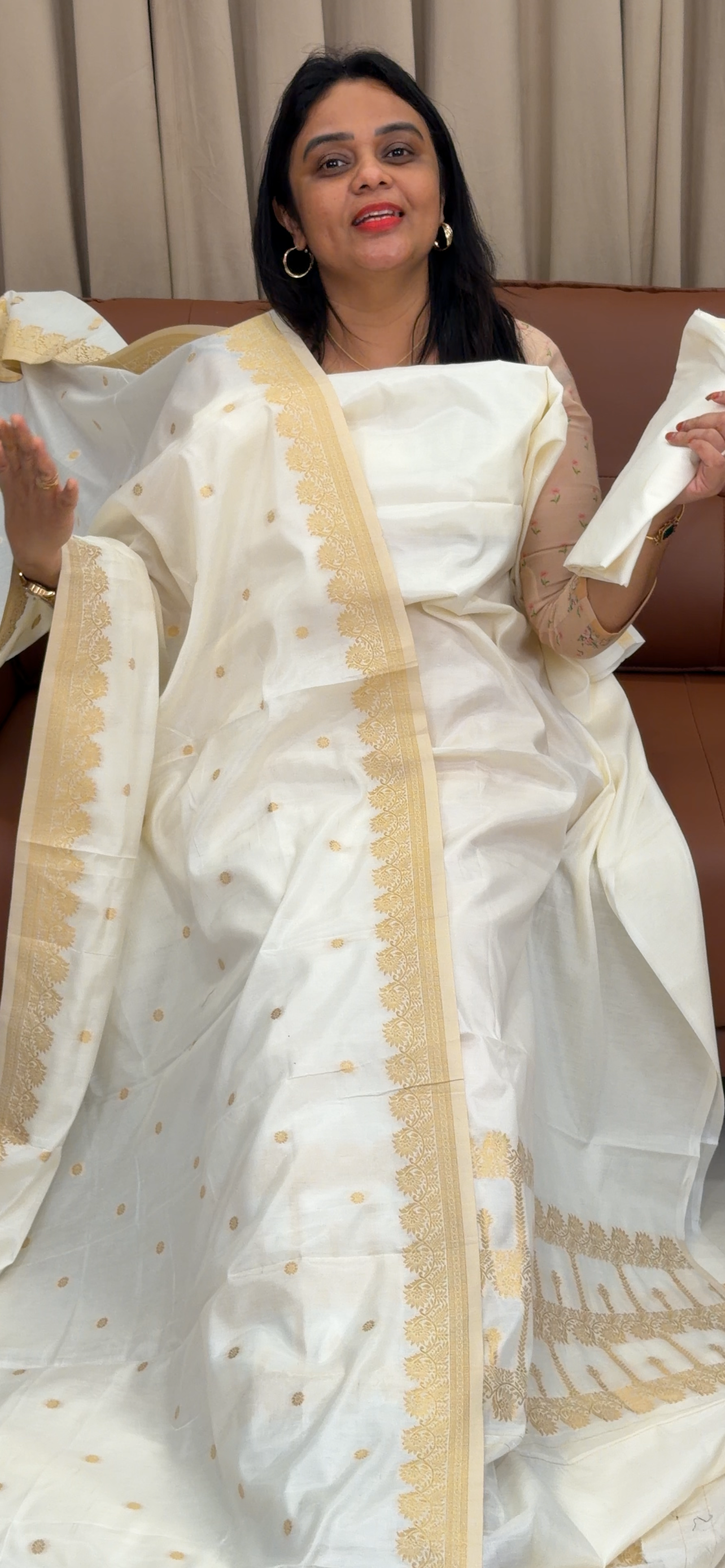 MALAI CHANDERI UNSTITCHED SALWRA SUITS - IHA 33435