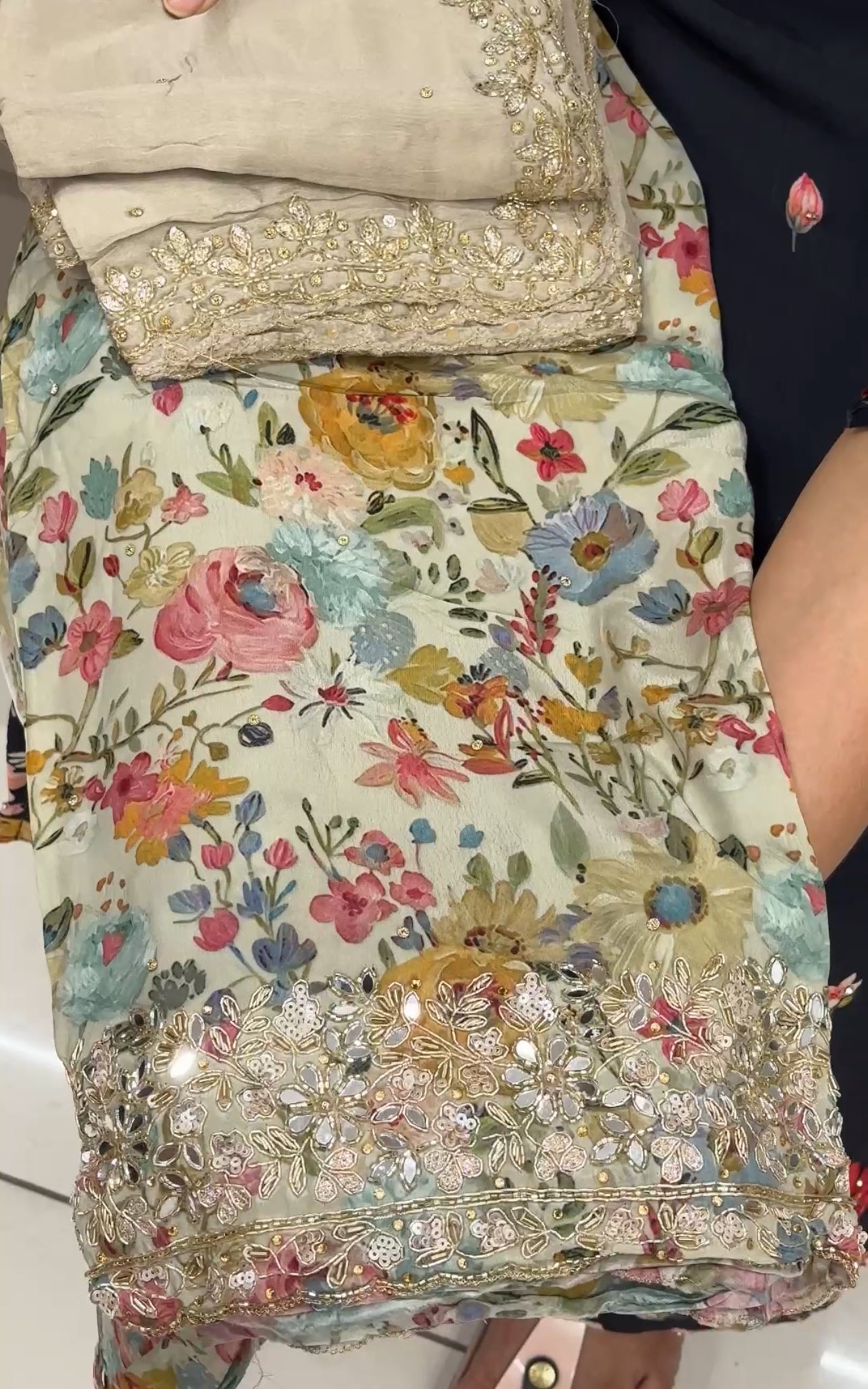 PRINTED CRAPE SILK UNSTITCHED SALWAR SUITS - IHA 28674