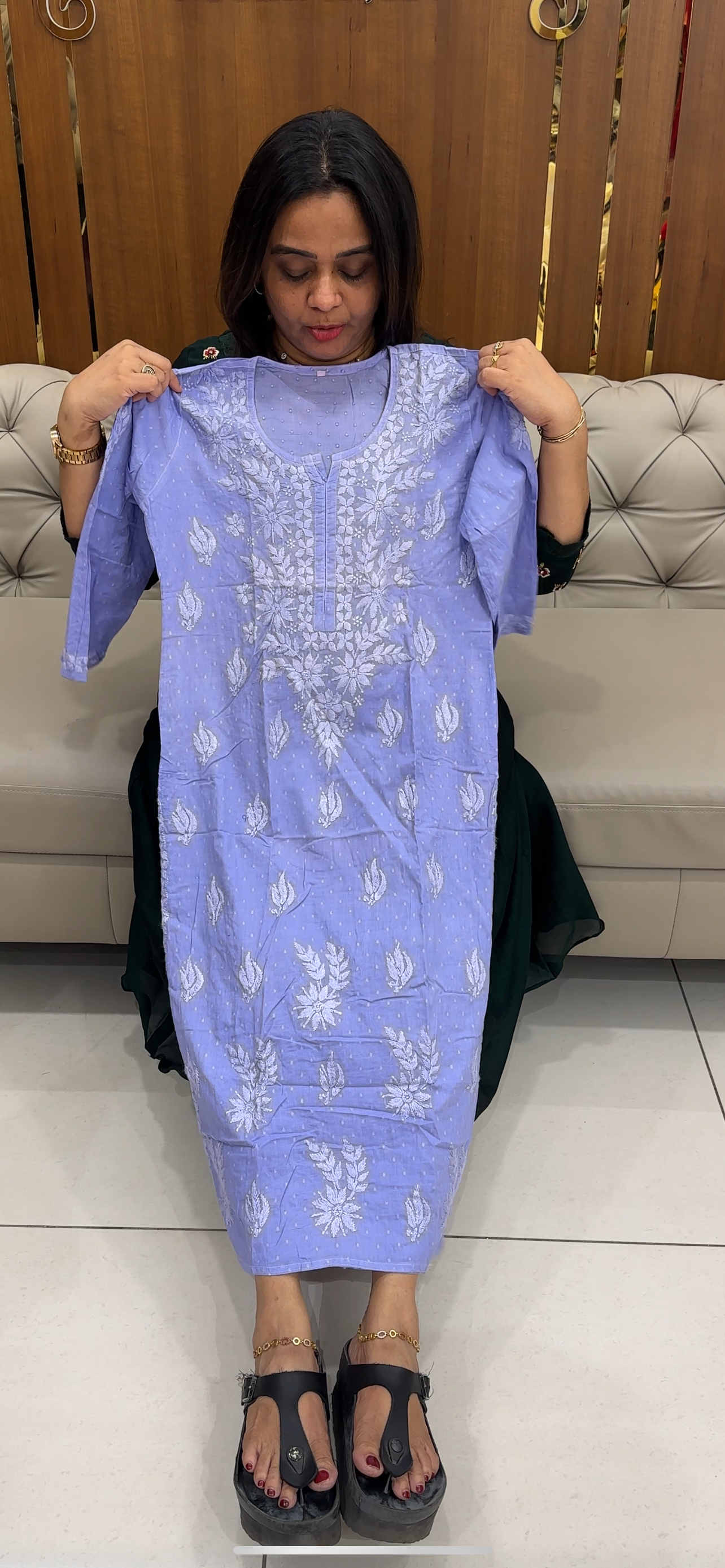 COTTON CHIKANKARI TOPS - IHA 28582