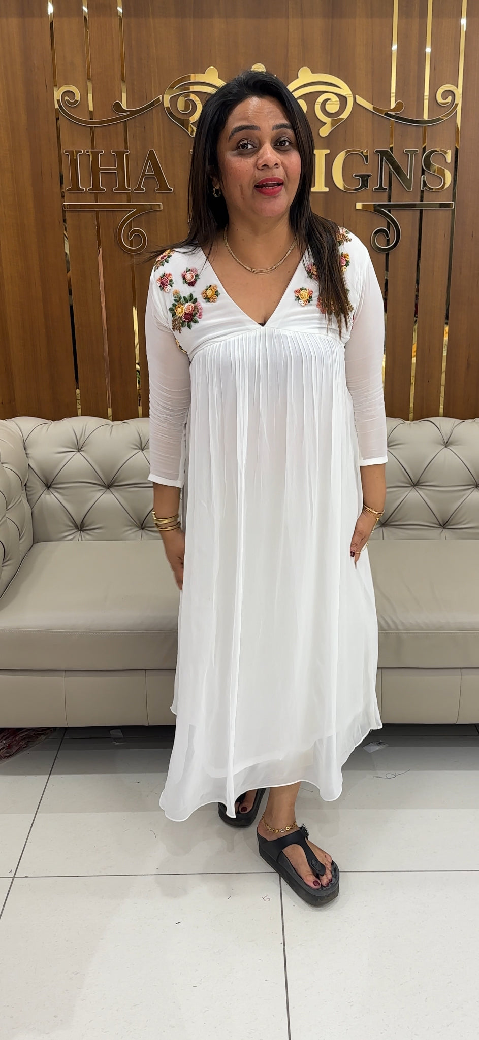HAND WORKED GEORGETTE ALINE TOPS - IHA 25784