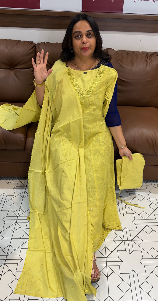 COTTON KOTA TOP, BOTTOM AND DUPATTA -  IHA 28074