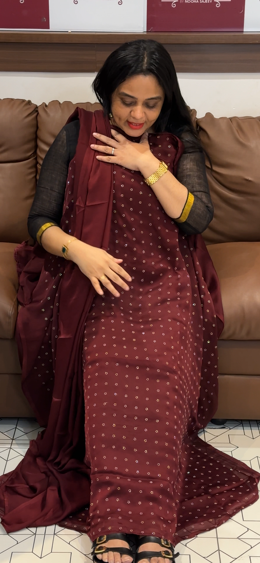SILKY GEORGETTE UNSTITCHED SALWAR SUITS - IHA 35477
