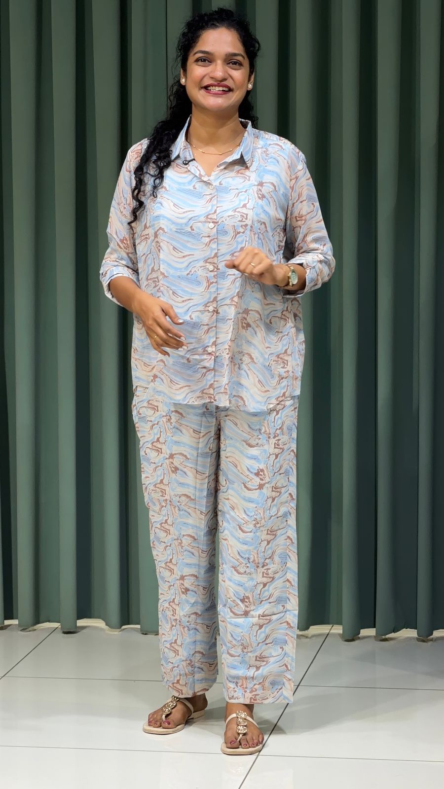 GEORGETTE PRINTED SHORT CO-ORDS SETS - IHA 33182