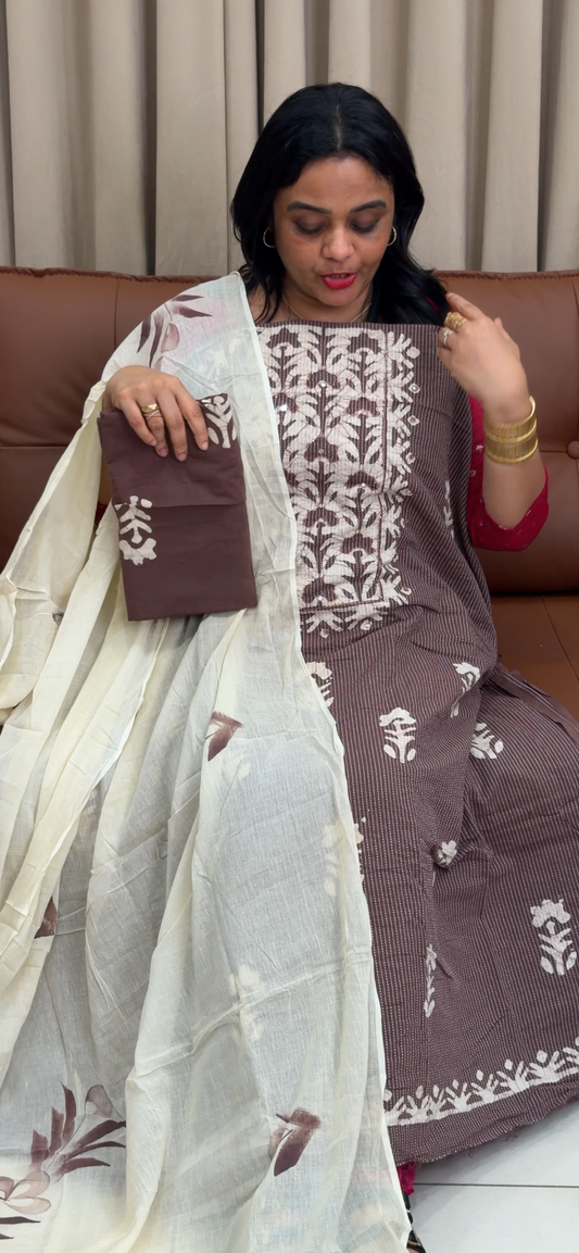 COTTON UNSTITCHED SALWR SUITS - IHA 34044