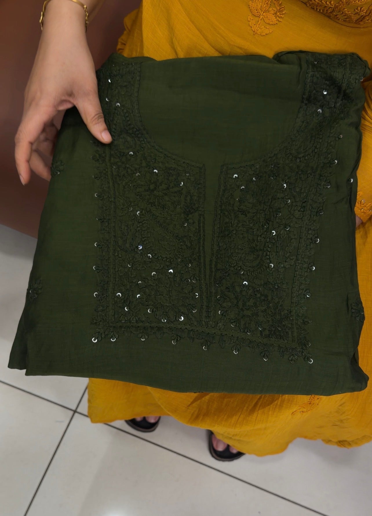 LUCKNOWI CHIKANKARI UNSTITCHED SALWAR SUITS - IHA 34724
