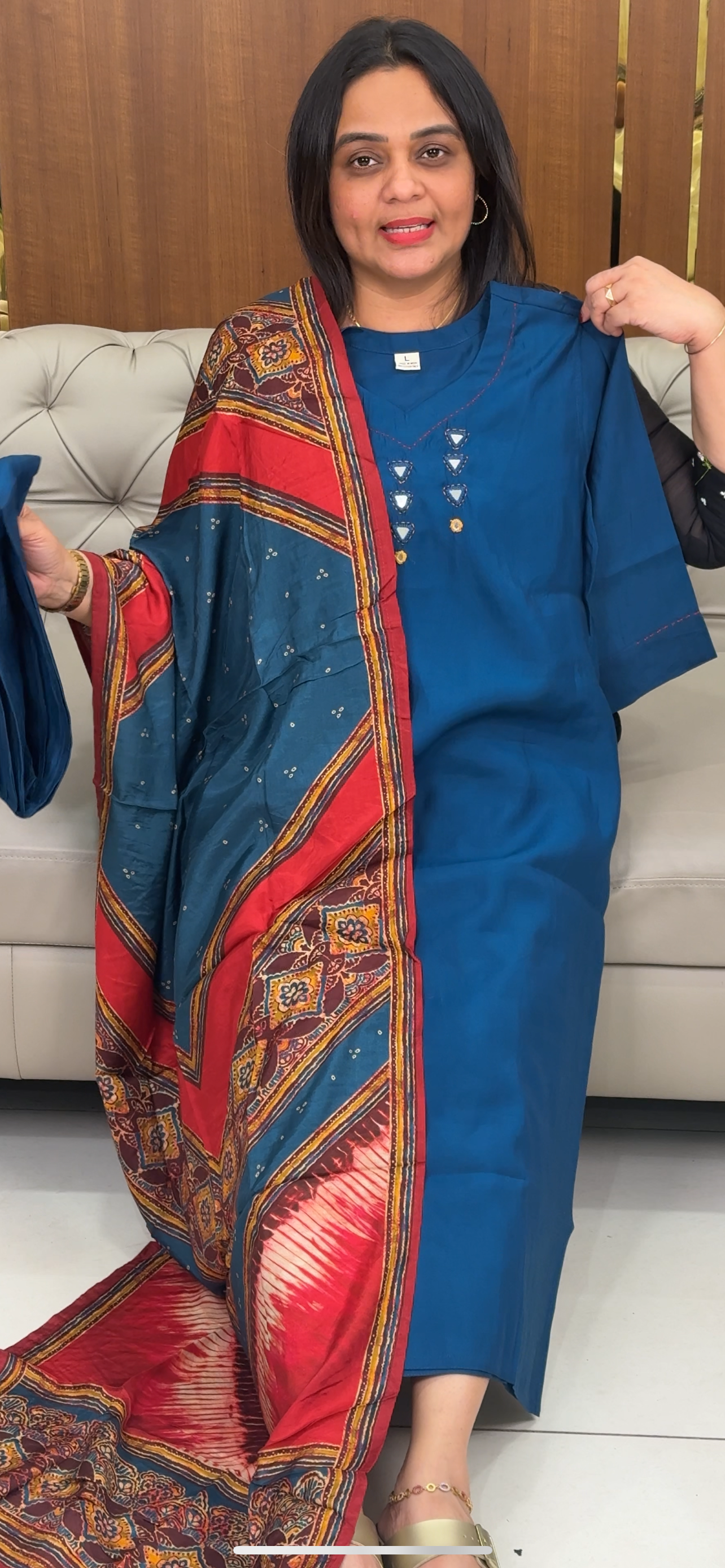 SEMI MODAL TOP, BOTTOM AND DUPATTA - IHA 29771