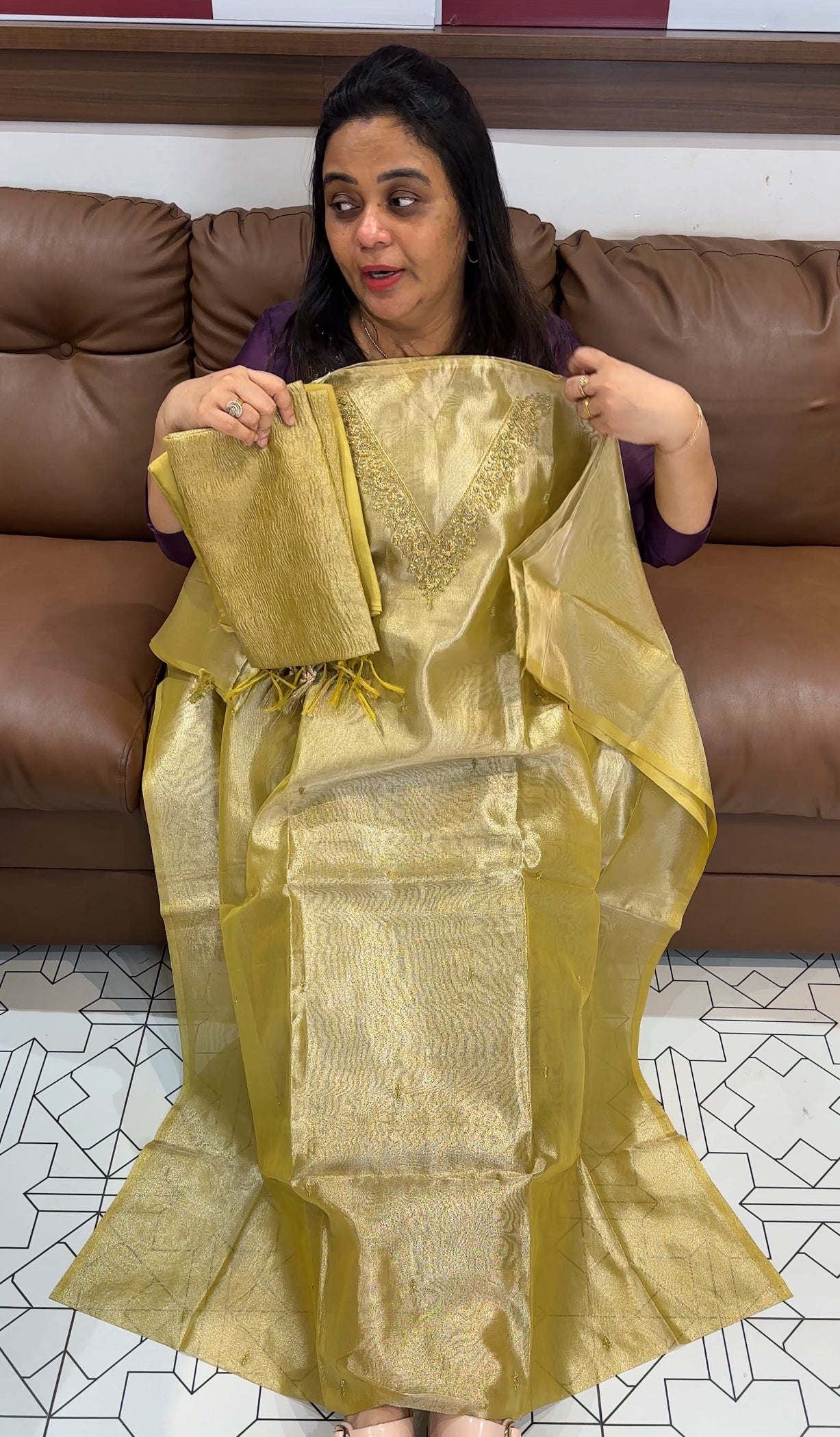 TISSUE UNSTITCHED SALWAR SUITS - IHA 28026