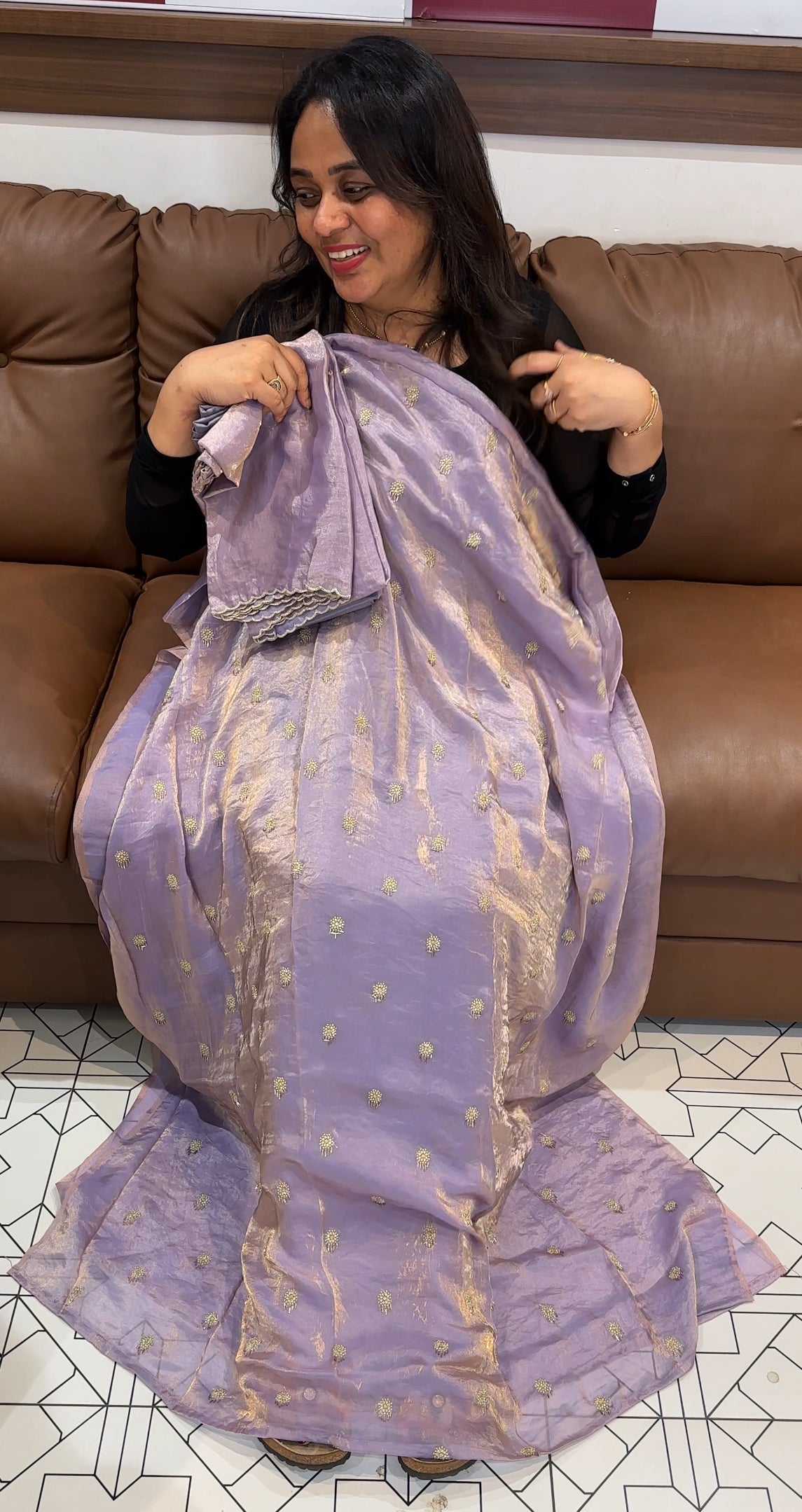 VELVET ORGANZA UNSTITCHED SALWAR SUITS - IHA 26190