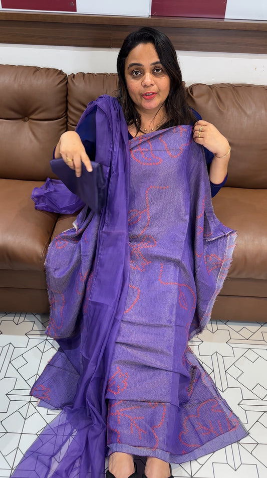 CRUSHED TISSUE UNSSTITCHEED SALWAR SUITS - IHA 27890