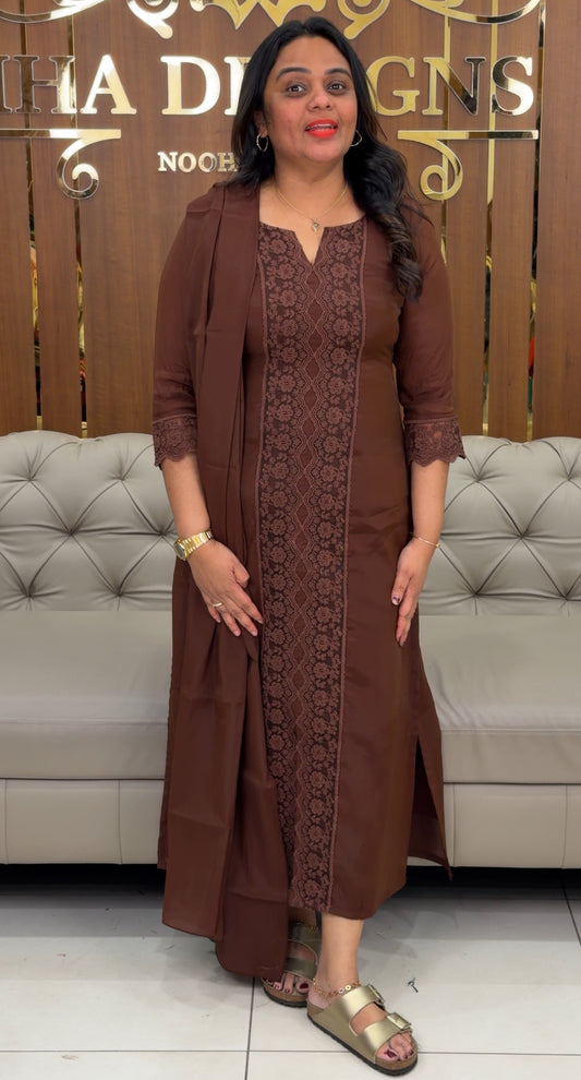 IHA'S IN-HOUSE MULCHANDERI SLITTED TOP AND DUPATTA - IHA 29861