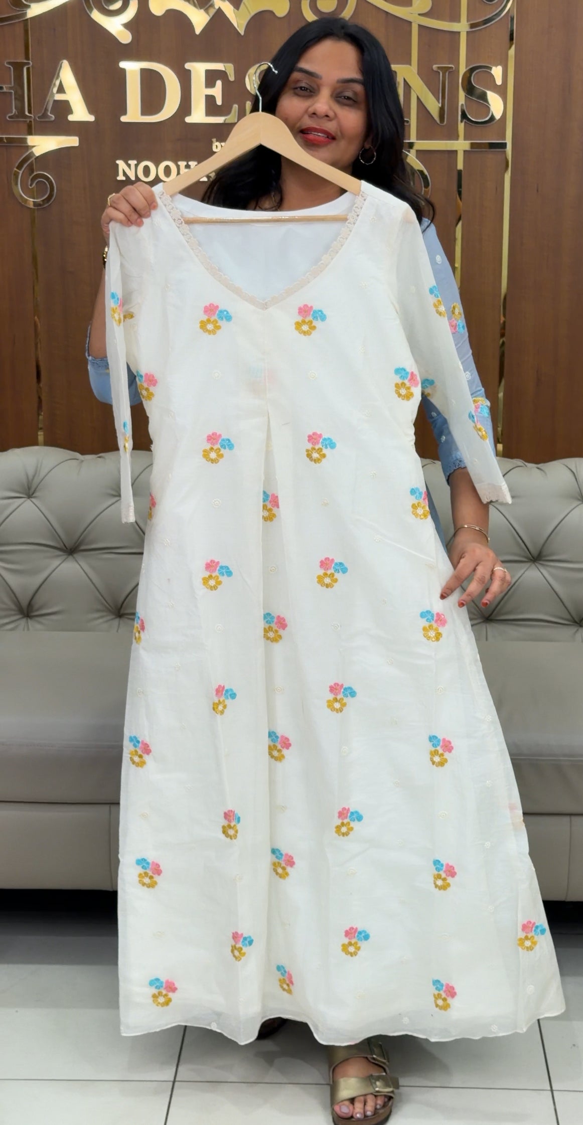 IHA'S IN-HOUSE MUL CHANDERI ALINE TOPS - IHA 35080