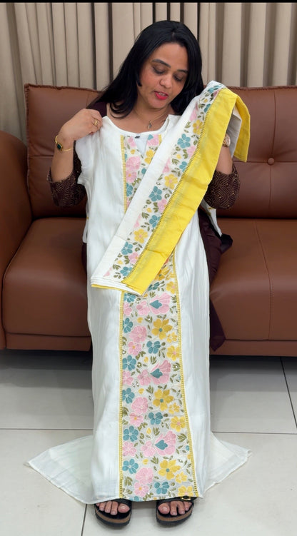 MALAI CHANDERI TOP,BOTOM AND DUPATA - IHA 34782