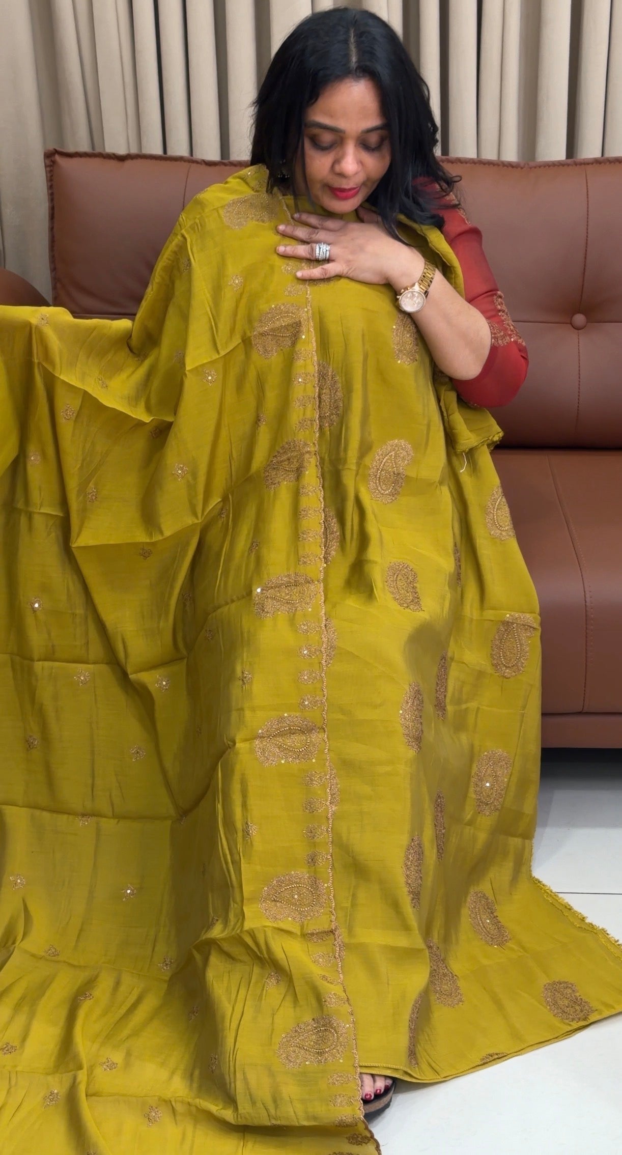 MALAI CHANDERI UNSTITCHED SALWAR SUITS - IHA 34548