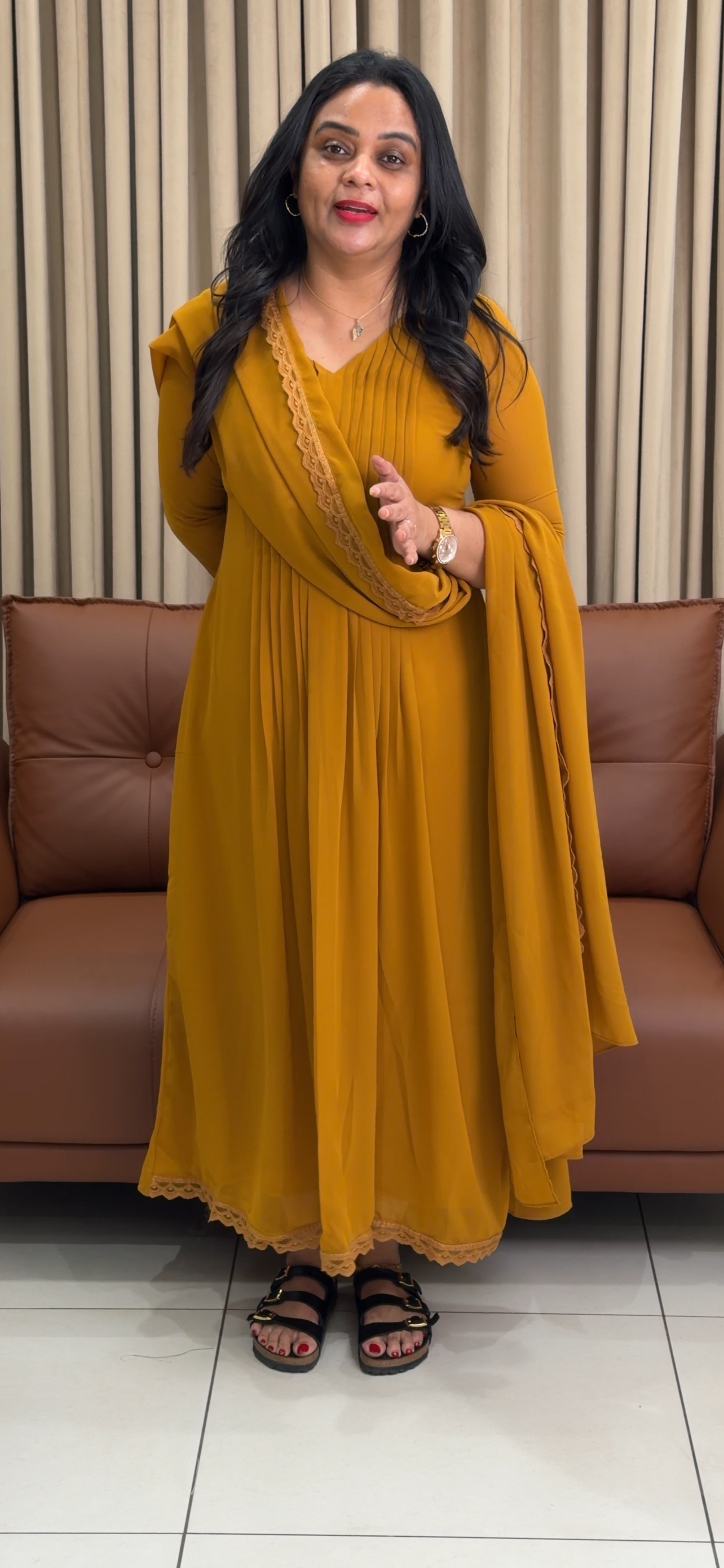 IHA'S IN-HOUSE FAUX GEORGETTE ALINE TOP AND DUPATTA - IHA 34337