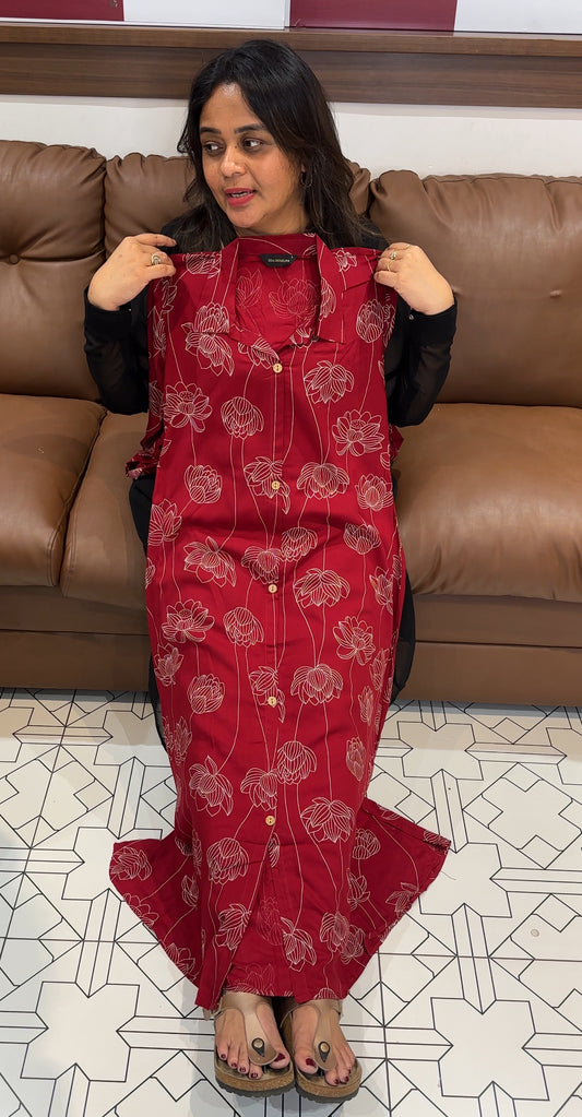 PRINTED LONG A-LINE FROCKS - IHA 26206