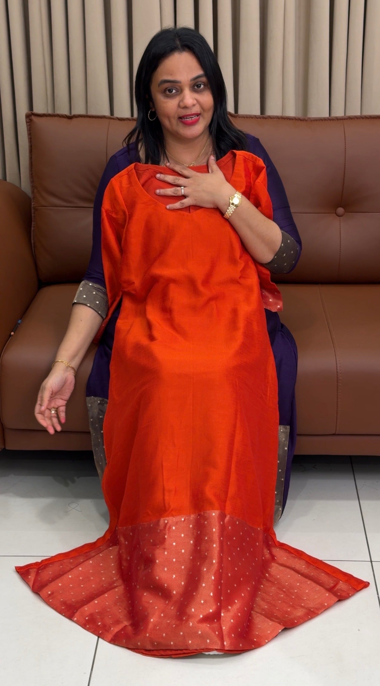 IHA'S IN-HOUSE SEMI RAW SILK ALINE TOPS - IHA 34402