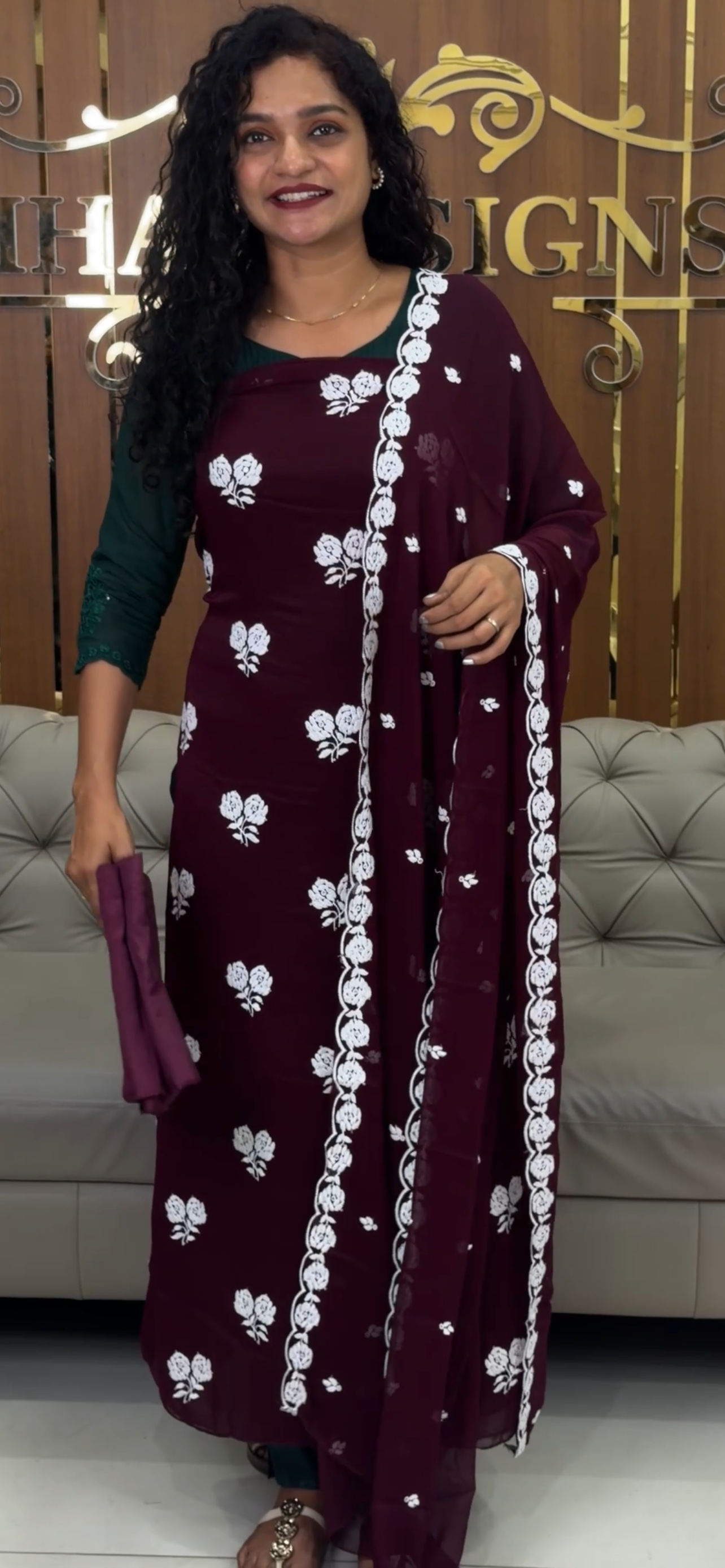 CHIKANKARI UNSTITCHED SALWAR SUITS - IHA 32593