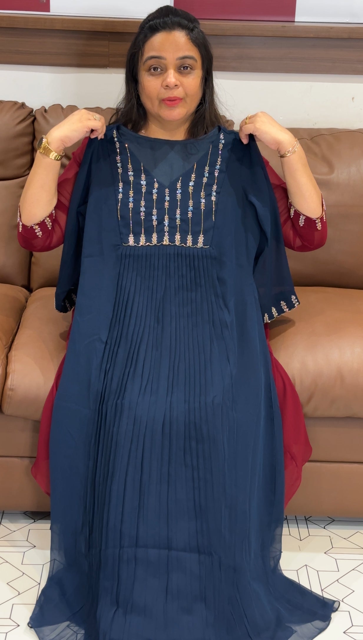 IHA'S IN-HOUSE HAND WORKED LONG A-LINE TOPS - IHA 28044