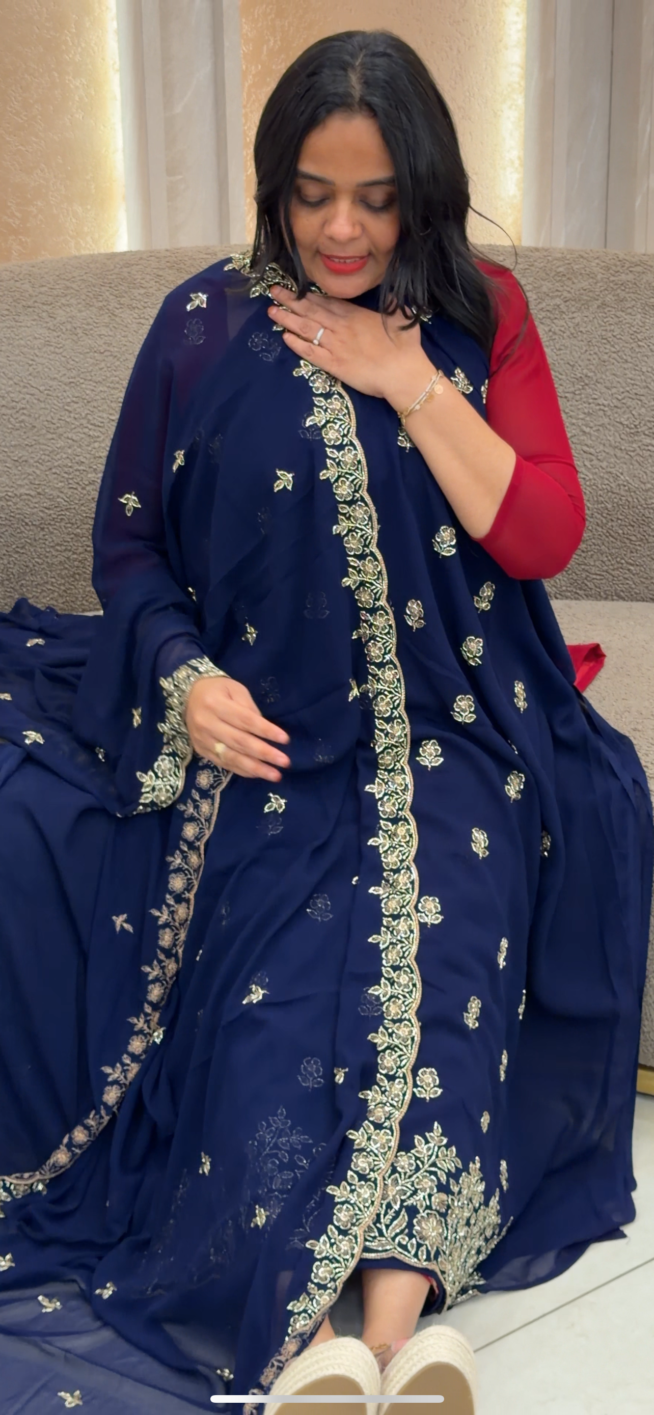 HAND WORKED UNSTITCHED SALWAR SUITS - IHA 33579
