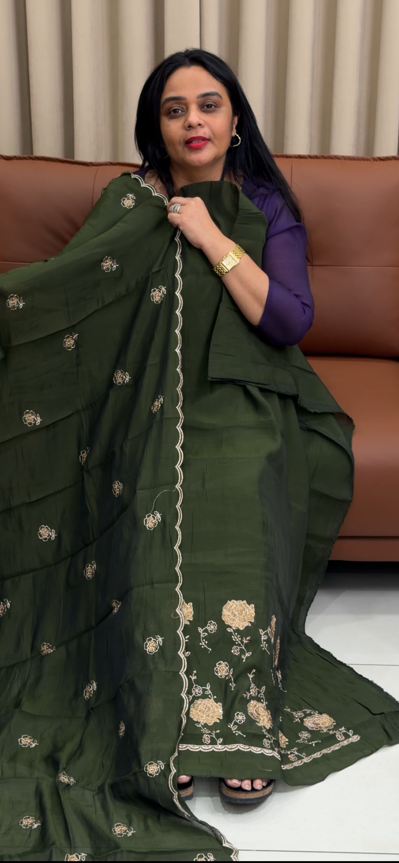 MALAI CHANDERI UNSTITCHED SALWAR SUITS - IHA 35286