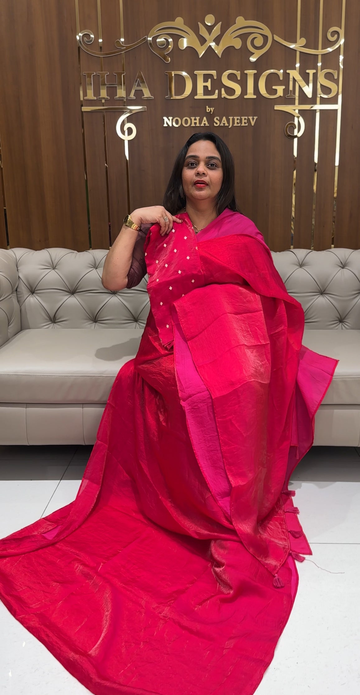 VELVET ORGANZA SAREES - IHA 26978