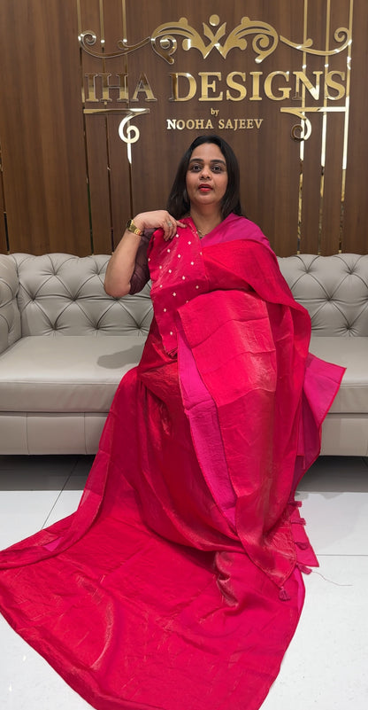 VELVET ORGANZA SAREES - IHA 26978