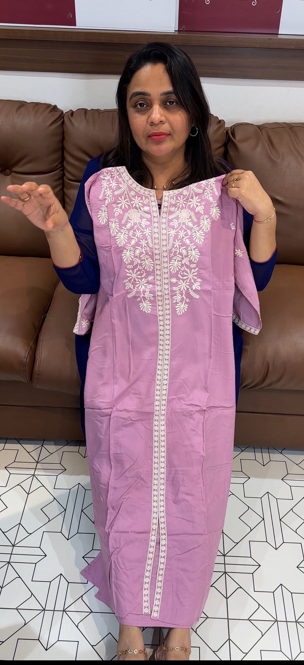 LUCKNOWI CHIKANKARI TOP AND BOTTOM - IHA 27876